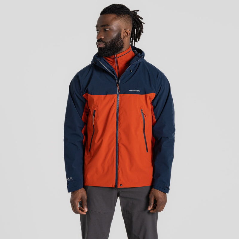 Men's Diggory Stretch Waterproof Jacket - Blue Navy/Carnelian Orange