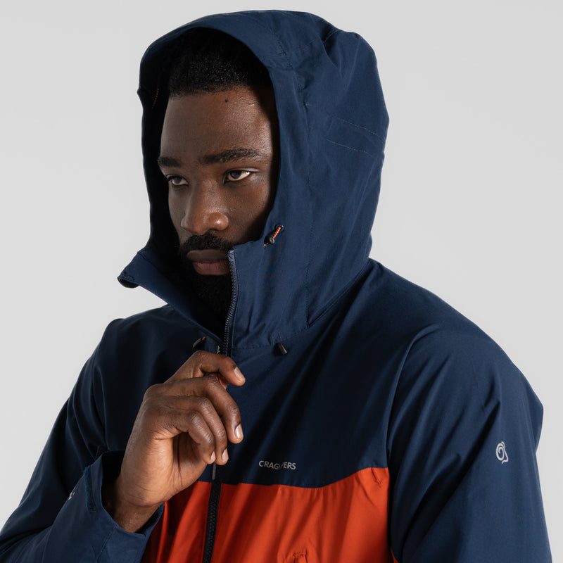 Men's Diggory Stretch Waterproof Jacket - Blue Navy/Carnelian Orange
