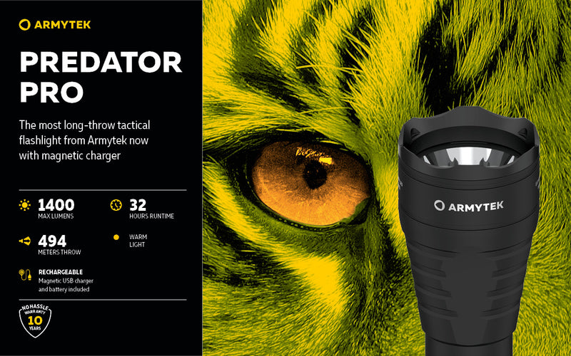 Predator Pro Magnet USB (warmes Licht) taktische Taschenlampe