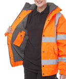 Unisex Hi-Vis Fleece Lined Bomber Jacket
