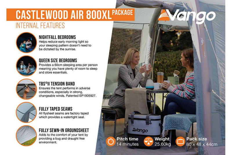 Vango Castlewood Air 800XL Package - INCLUDES FREE CARPET & FOOTPRINT