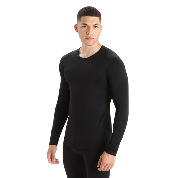 Men's Merino 200 Oasis Long Sleeve Crewe Thermal Top - Black