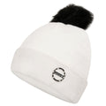 Womens Crystal Clear Fleece Lined Pom Beanie